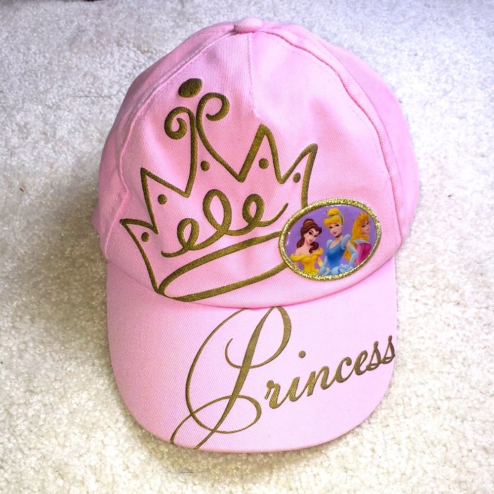 Disney Princess Hat Girls Happily Ever After Pink Velcro adjustable Embroidered